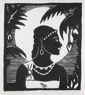 Woman in Profile (Young Girl of African Descent), Georgette Seabrooke Powell (American, 1916–2011), Linocut 
