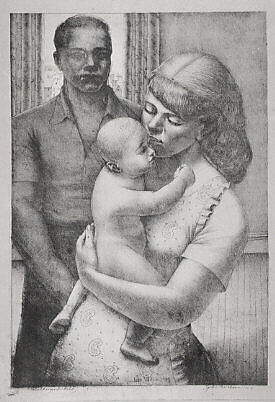 Mother and Child, John Woodrow Wilson (American, Roxbury, Massachusetts 1922–2015 Brookline, Massachusetts), Lithograph 