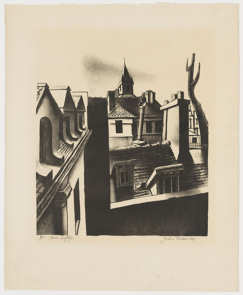 Paris Rooftops, John Wilson (American, Roxbury, Massachusetts 1922–2015 Brookline, Massachusetts), Lithograph 
