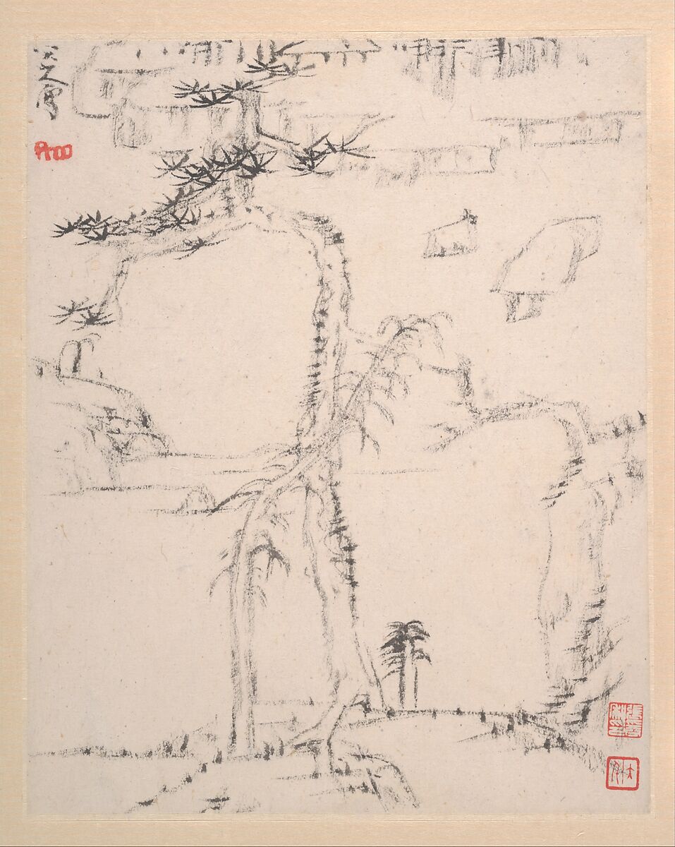 Landscape album, Bada Shanren (Zhu Da) (Chinese, 1626–1705), Album of twelve leaves; ink and color on paper, China