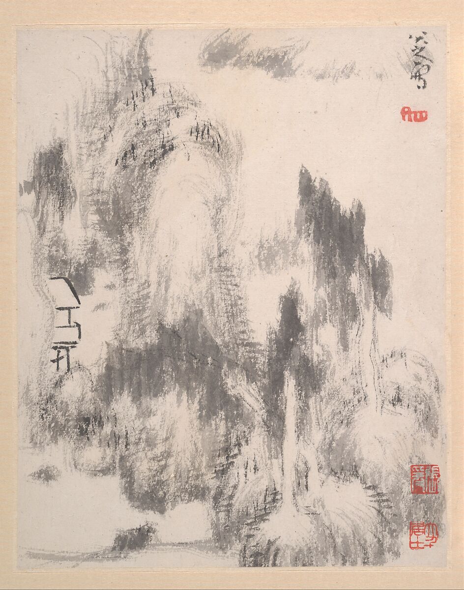 Landscape album, Bada Shanren (Zhu Da) (Chinese, 1626–1705), Album of twelve leaves; ink and color on paper, China 
