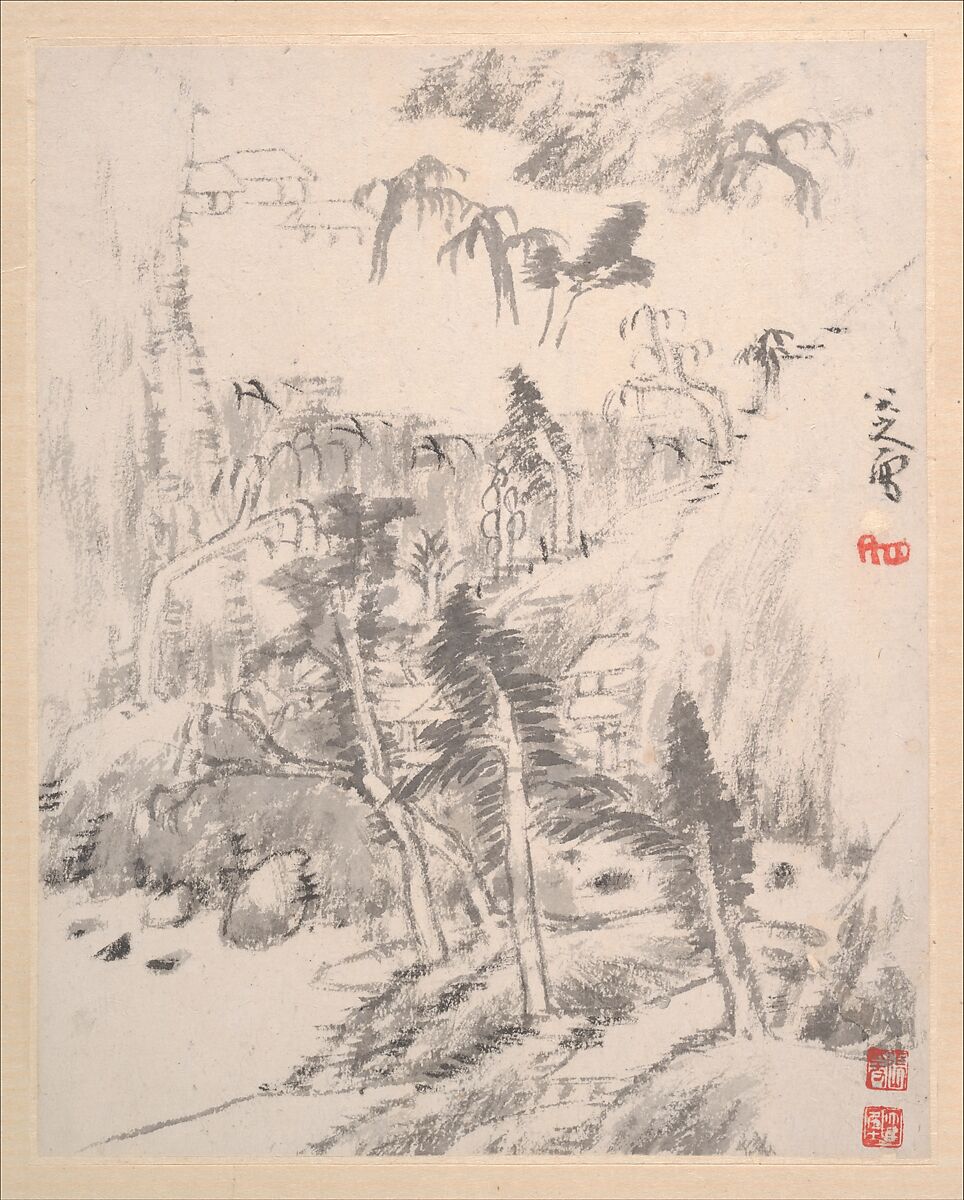 Landscape album, Bada Shanren (Zhu Da) (Chinese, 1626–1705), Album of twelve leaves; ink and color on paper, China
