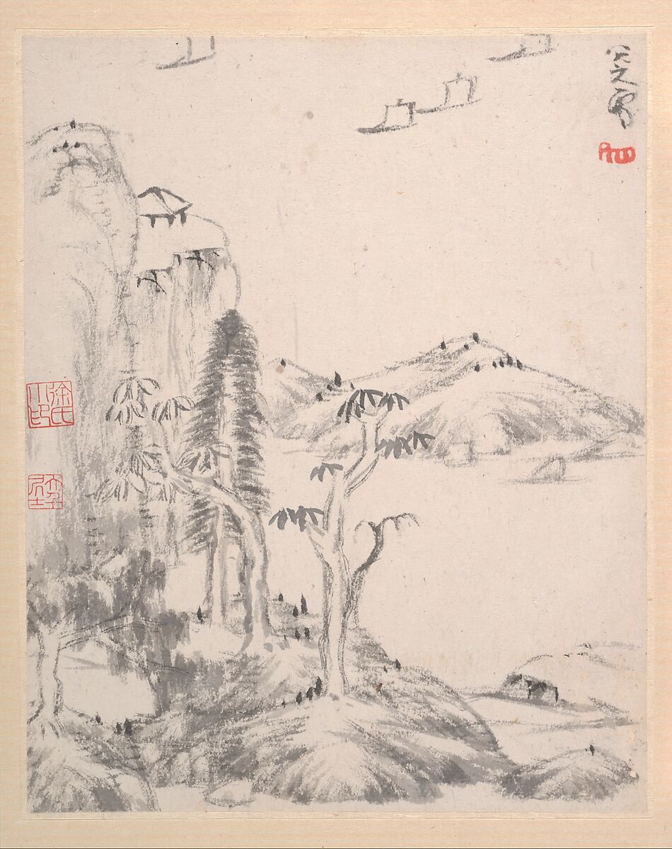 Landscape album, Bada Shanren (Zhu Da) (Chinese, 1626–1705), Album of twelve leaves; ink and color on paper, China