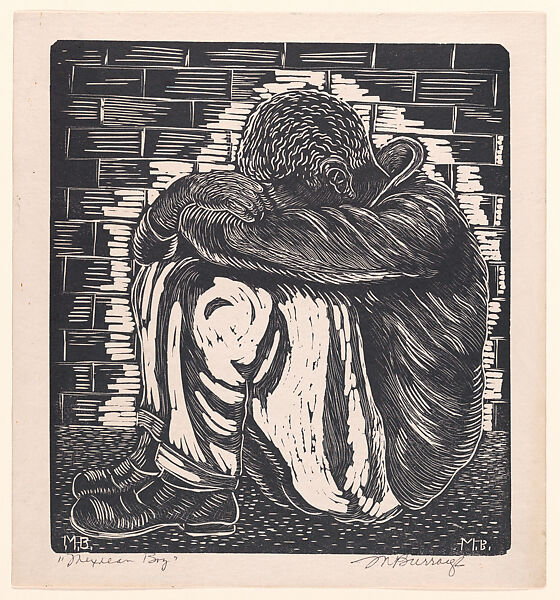 Mexican Boy, Margaret Burroughs (American, St. Rose, Louisiana 1917–2010 Chicago, Illinois), Linocut 