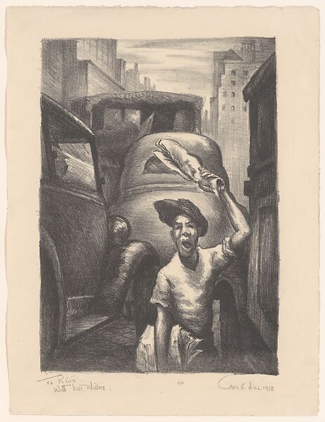 Newsboy, Carl G. Hill (American, (?) 1920–1943), Lithograph 