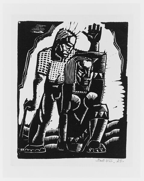 Two Figures, David Ross (American, 1908–1980), Woodcut 