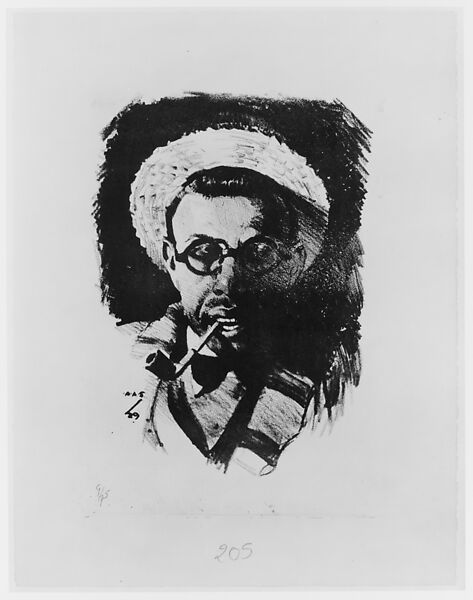 Self-Portrait with Hat and Pipe, Albert A. Smith  American, Lithograph