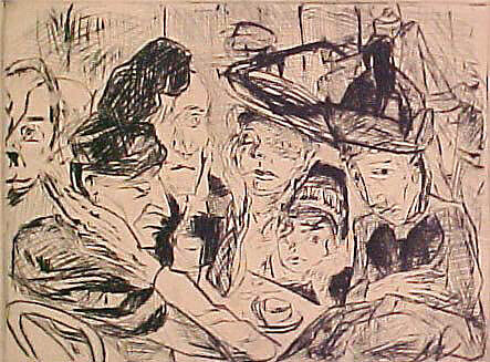 Café Scene, Max Beckmann (German, Leipzig 1884–1950 New York), Drypoint 