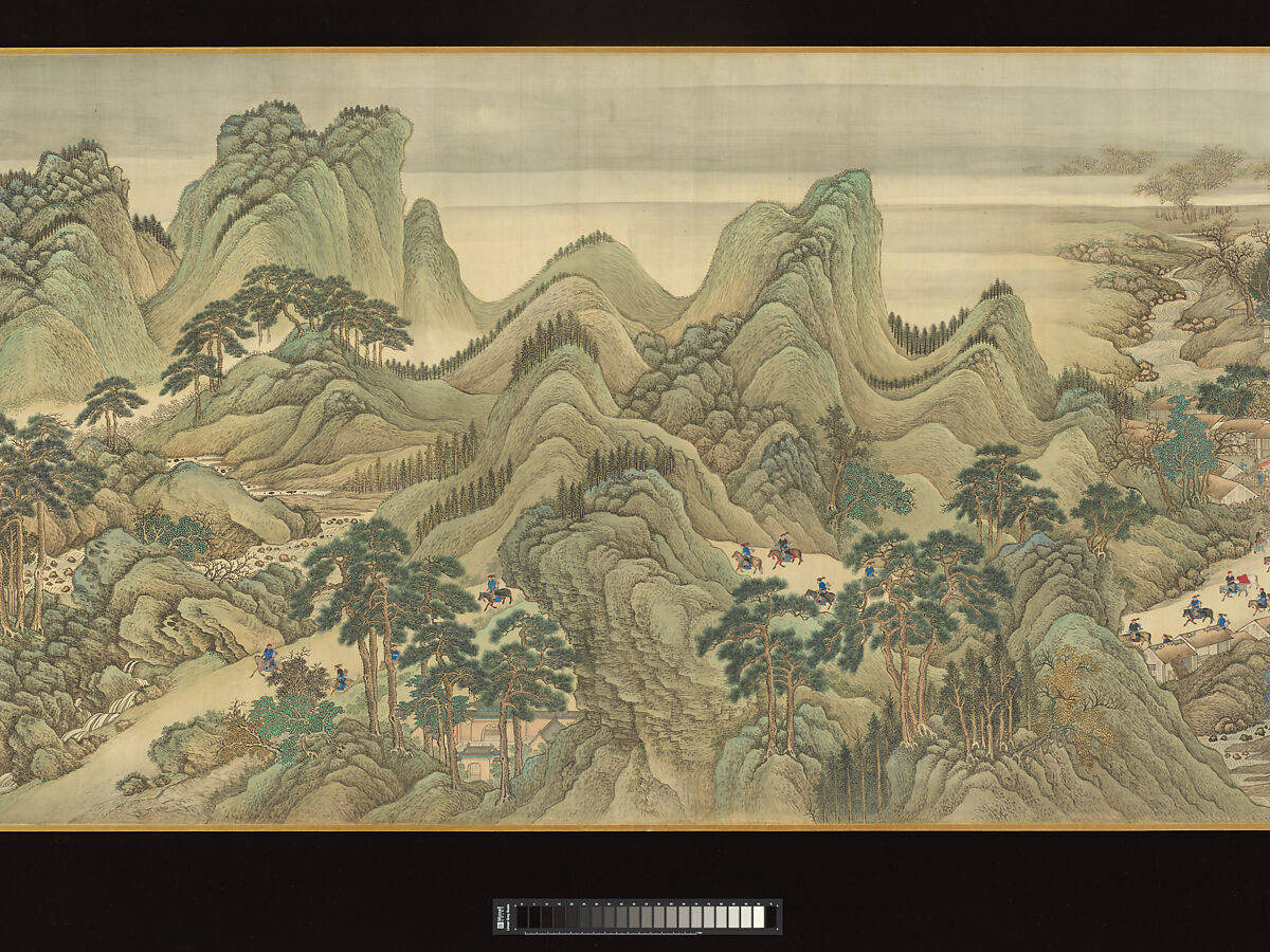 The Kangxi Emperor's Southern Inspection Tour, Scroll Three: Ji'nan to Mount Tai, Wang Hui (Chinese, 1632–1717) and assistants, Handscroll; ink and color on silk, China