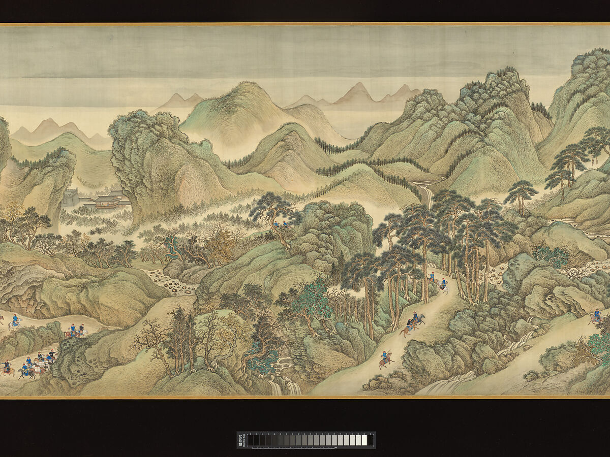 The Kangxi Emperor's Southern Inspection Tour, Scroll Three: Ji'nan to Mount Tai, Wang Hui (Chinese, 1632–1717) and assistants, Handscroll; ink and color on silk, China