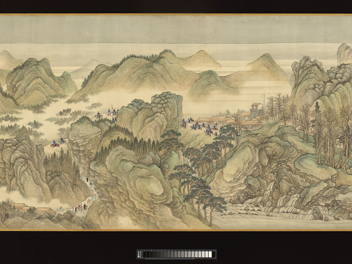 The Kangxi Emperor's Southern Inspection Tour, Scroll Three: Ji'nan to Mount Tai, Wang Hui (Chinese, 1632–1717) and assistants, Handscroll; ink and color on silk, China