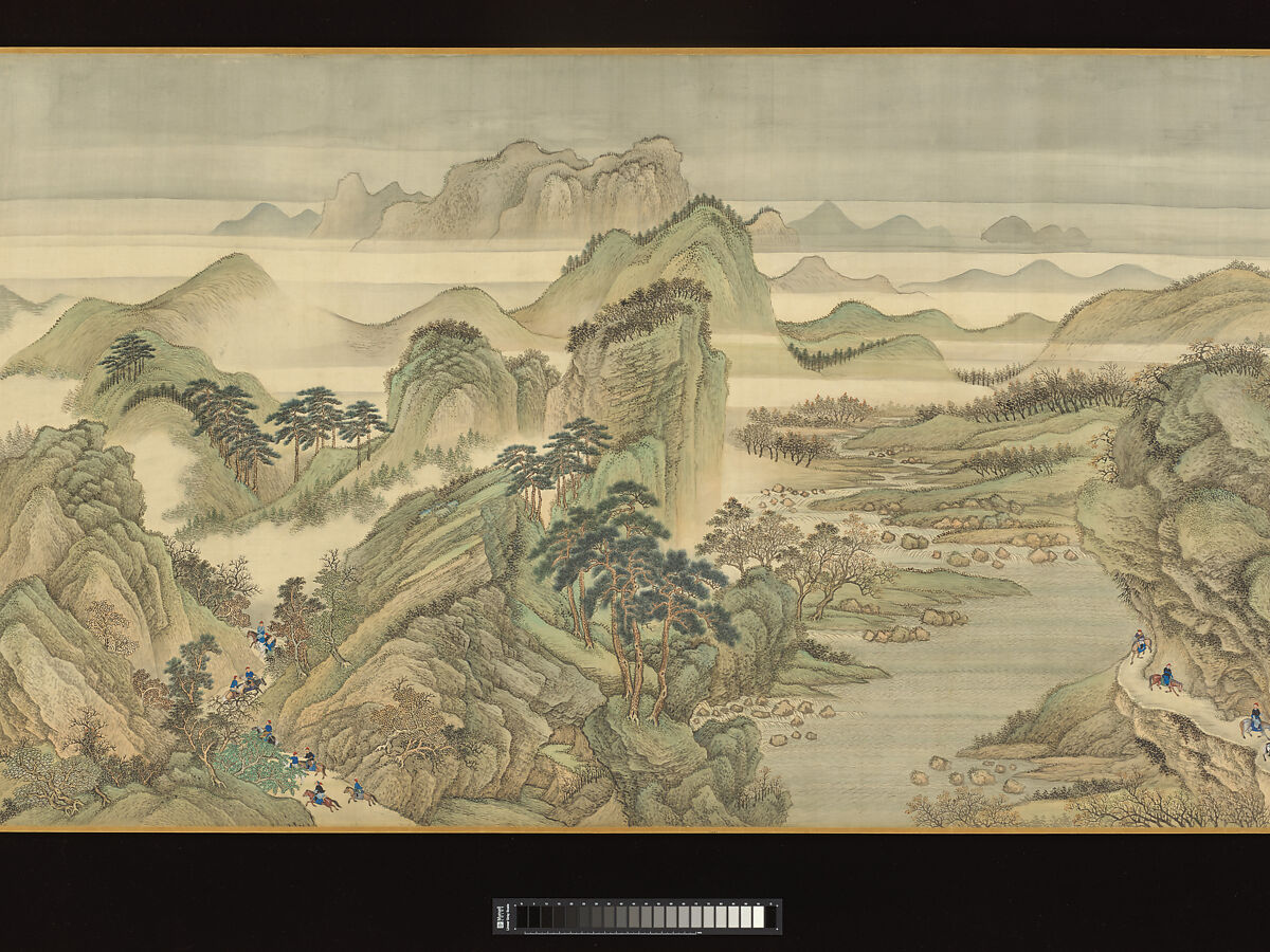 The Kangxi Emperor's Southern Inspection Tour, Scroll Three: Ji'nan to Mount Tai, Wang Hui (Chinese, 1632–1717) and assistants, Handscroll; ink and color on silk, China