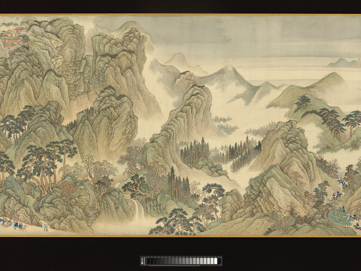 The Kangxi Emperor's Southern Inspection Tour, Scroll Three: Ji'nan to Mount Tai, Wang Hui (Chinese, 1632–1717) and assistants, Handscroll; ink and color on silk, China