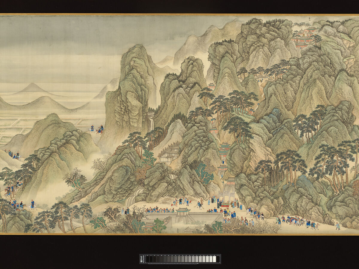 The Kangxi Emperor's Southern Inspection Tour, Scroll Three: Ji'nan to Mount Tai, Wang Hui (Chinese, 1632–1717) and assistants, Handscroll; ink and color on silk, China