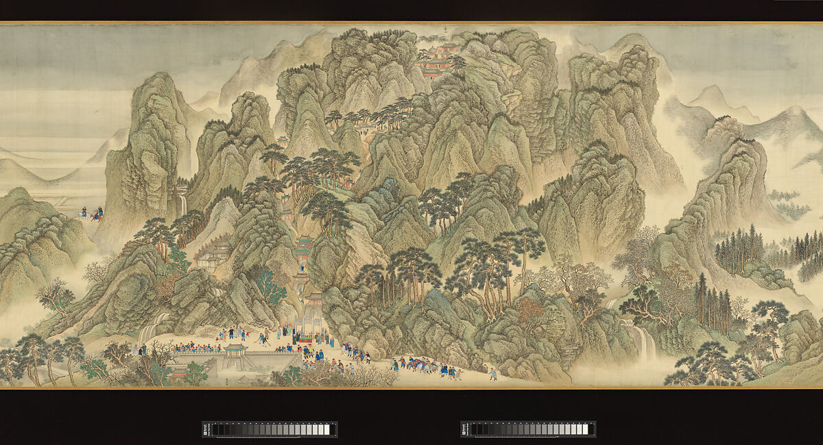 The Kangxi Emperor's Southern Inspection Tour, Scroll Three: Ji'nan to Mount Tai, Wang Hui (Chinese, 1632–1717) and assistants, Handscroll; ink and color on silk, China