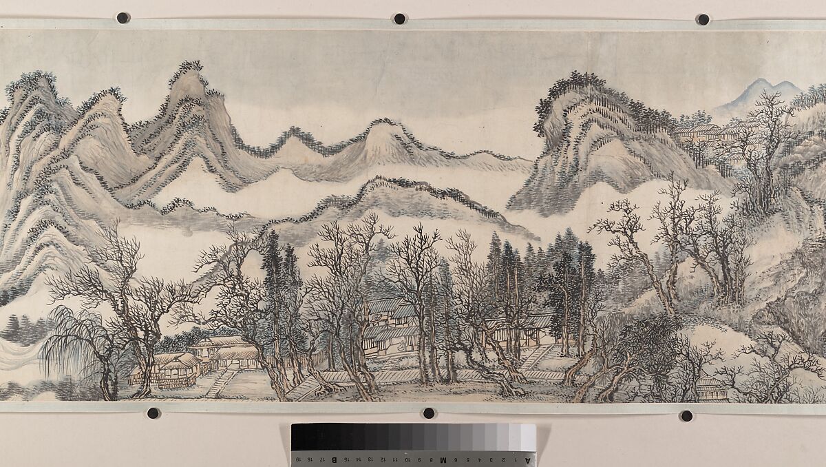 Landscape in the Style of Juran and Yan Wengui, Wang Hui (Chinese, 1632–1717), Handscroll; ink and color on paper, China