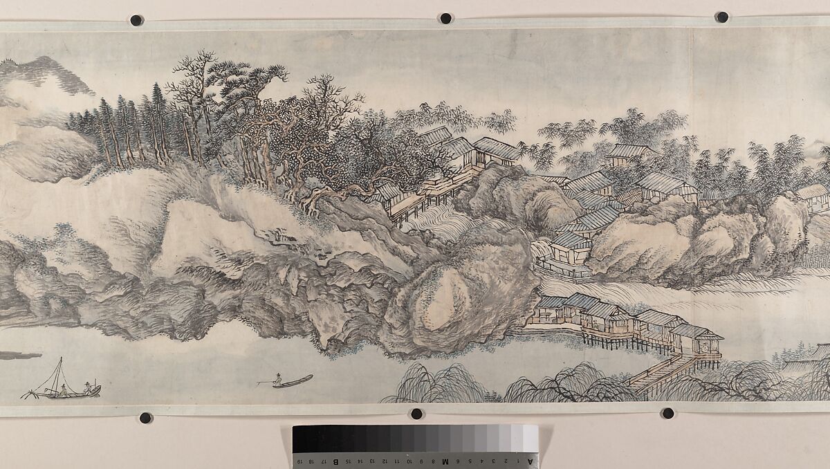 Landscape in the Style of Juran and Yan Wengui, Wang Hui (Chinese, 1632–1717), Handscroll; ink and color on paper, China