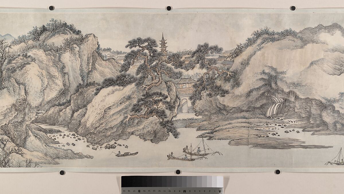 Landscape in the Style of Juran and Yan Wengui, Wang Hui (Chinese, 1632–1717), Handscroll; ink and color on paper, China