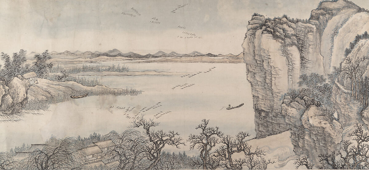 Landscape in the Style of Juran and Yan Wengui, Wang Hui (Chinese, 1632–1717), Handscroll; ink and color on paper, China 