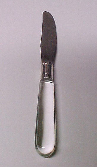 Dessert knife, Frederick Carder (American (born England) Brierley, Staffordshire, England 1863–1963 Corning, New York), Silver plate, glass 