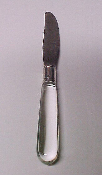Dessert knife, Frederick Carder (American (born England) Brierley, Staffordshire, England 1863–1963 Corning, New York), Stainless steel, glass 
