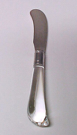 Butter knife, Frederick Carder (American (born England) Brierley, Staffordshire, England 1863–1963 Corning, New York), Stainless steel, glass 