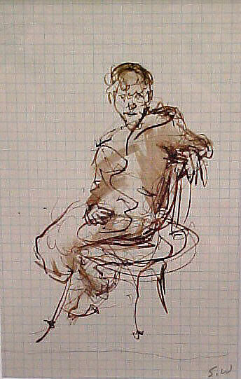 Iva in a Chair, Stokely Webster (American, Evanston, Illinois 1912–2001 Fairfield, Connecticut), Ink and graphite on graph paper 