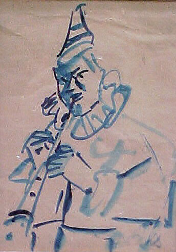 The Clarinet Player, Leon Bonhomme (French, 1870–1924), Watercolor with traces of charcoal on paper 