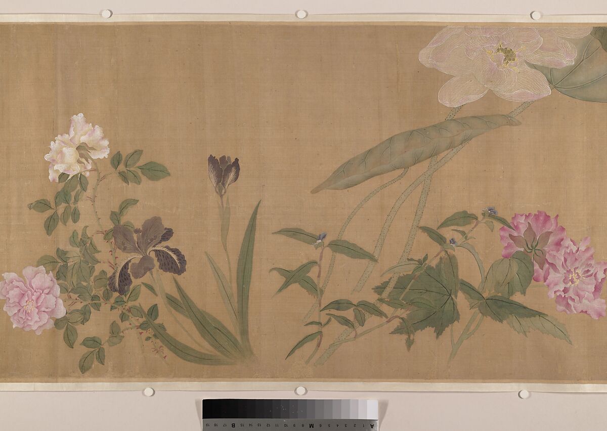 One Hundred Flowers, After Yun Shouping (Chinese, 1633–1690), Handscroll; ink and color on silk, China
