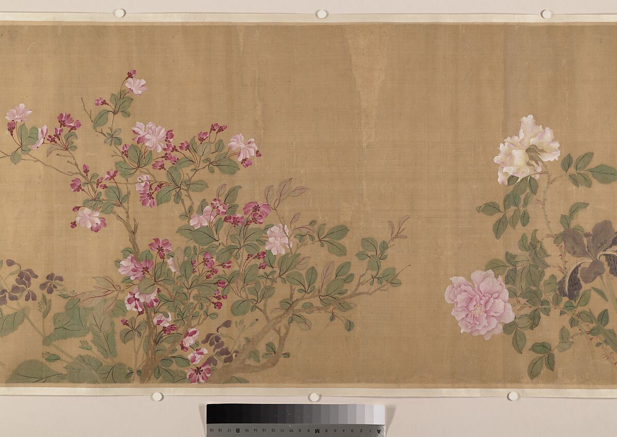 One Hundred Flowers, After Yun Shouping (Chinese, 1633–1690), Handscroll; ink and color on silk, China