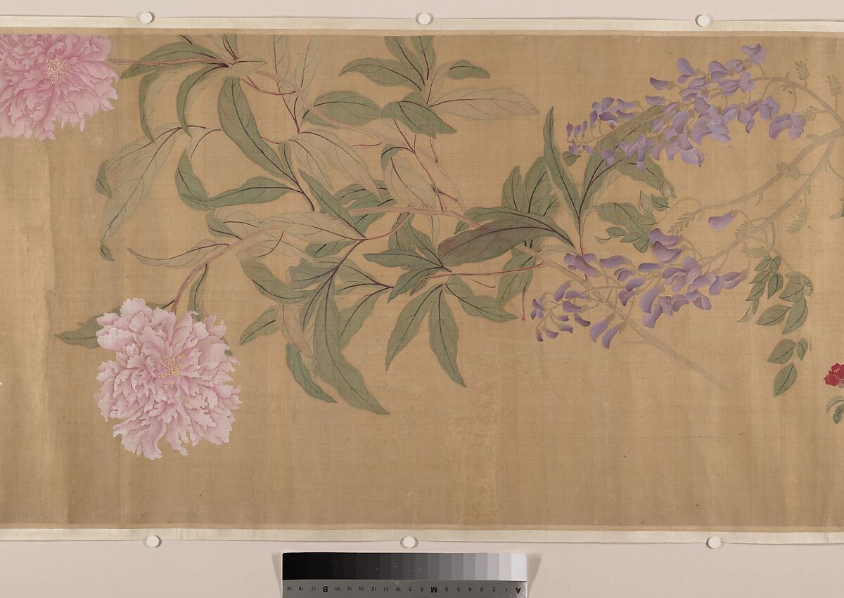 One Hundred Flowers, After Yun Shouping (Chinese, 1633–1690), Handscroll; ink and color on silk, China