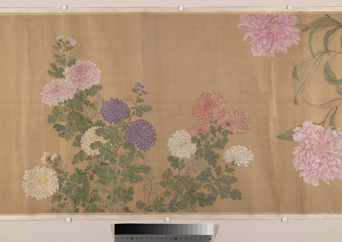 One Hundred Flowers, After Yun Shouping (Chinese, 1633–1690), Handscroll; ink and color on silk, China