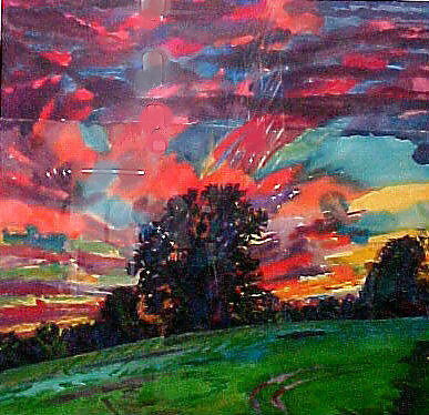 Serena, Sunset, Monumental Tree Series, Westbury, Graham Nickson (British, born Lancashire, 1946), Watercolor on joined papers 