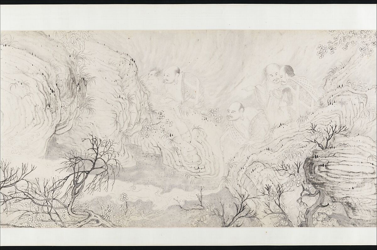 The Sixteen Luohans, Shitao (Zhu Ruoji) (Chinese, 1642–1707), Handscroll; ink on paper, China