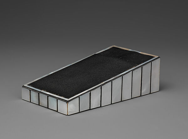 Notepad holder, Josef Hoffmann (Austrian, Pirnitz 1870–1956 Vienna), Wood, mother-of-pearl, ebony, leather, suede 