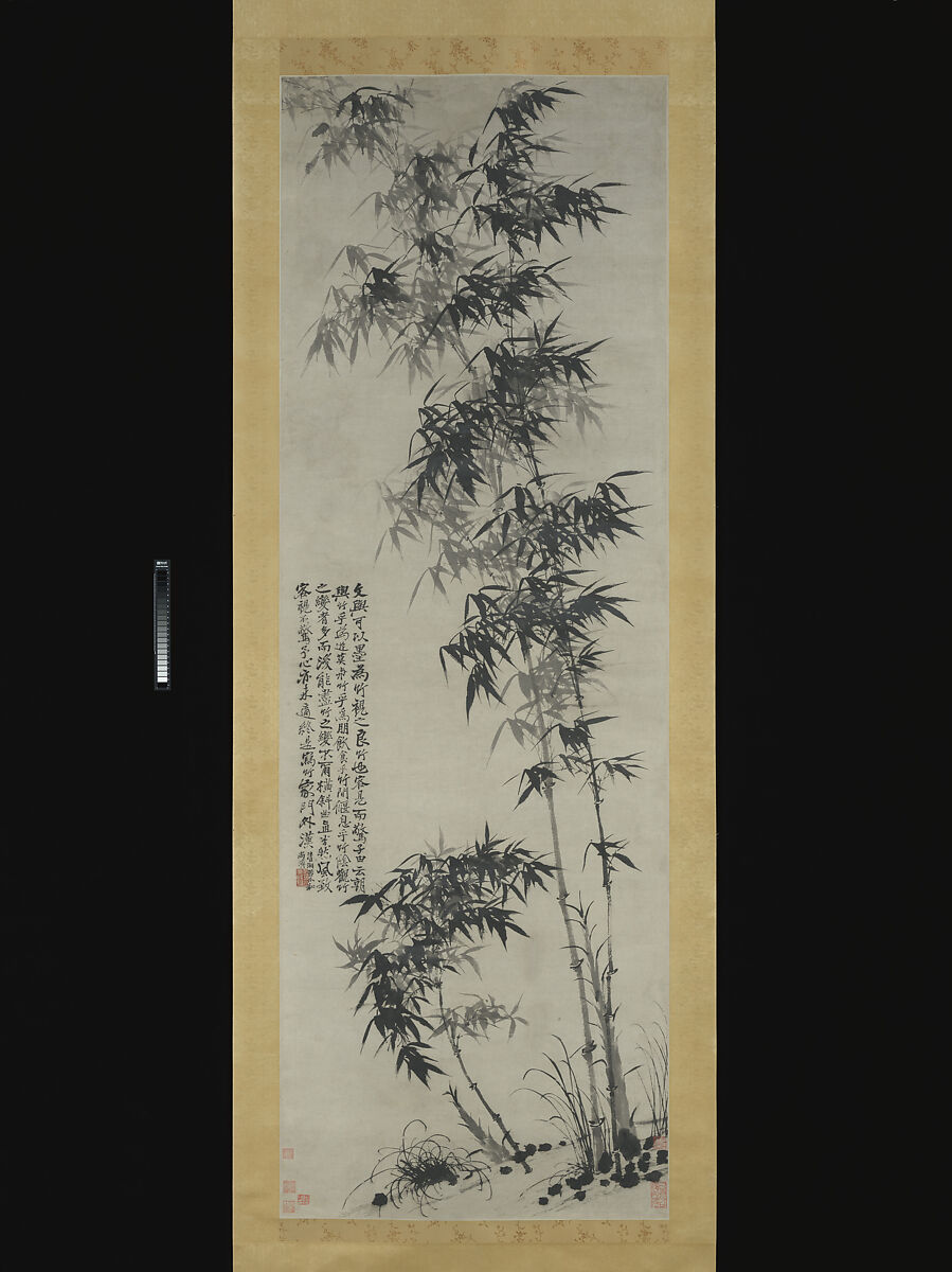 Bamboo in wind and rain, Shitao (Zhu Ruoji) (Chinese, 1642–1707), Hanging scroll; ink on paper, China