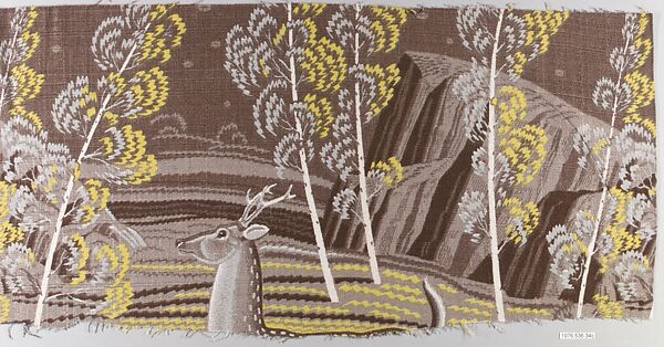 "Deer Season" Textile Sample, Rockwell Kent (American, Tarrytown, New York 1882–1971 Plattsburgh, New York), Printed Cotton 