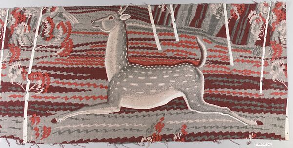 "Deer Season" Textile Sample, Rockwell Kent (American, Tarrytown, New York 1882–1971 Plattsburgh, New York), Printed Cotton