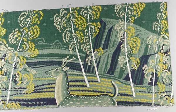 "Deer Season" Textile Sample, Rockwell Kent (American, Tarrytown, New York 1882–1971 Plattsburgh, New York), Printed Cotton
