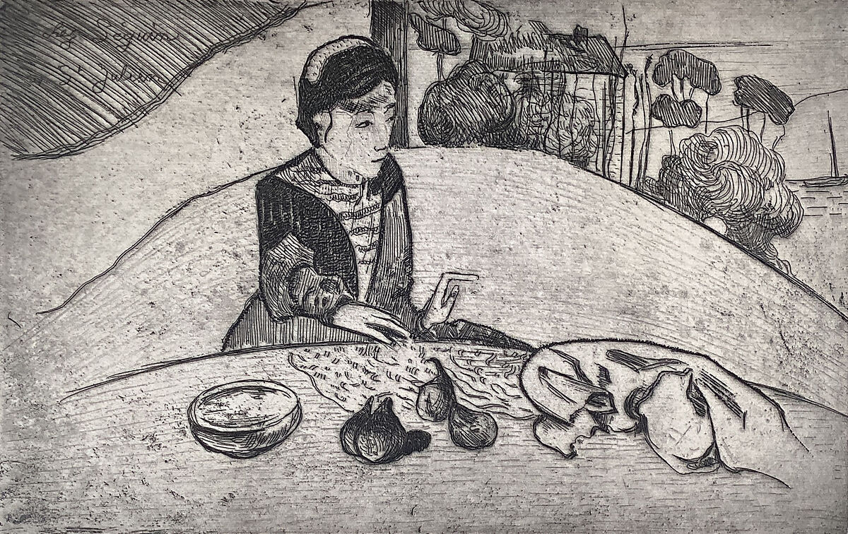 Woman with Figs, Paul Gauguin (French, Paris 1848–1903 Atuona, Hiva Oa, Marquesas Islands), Etching 
