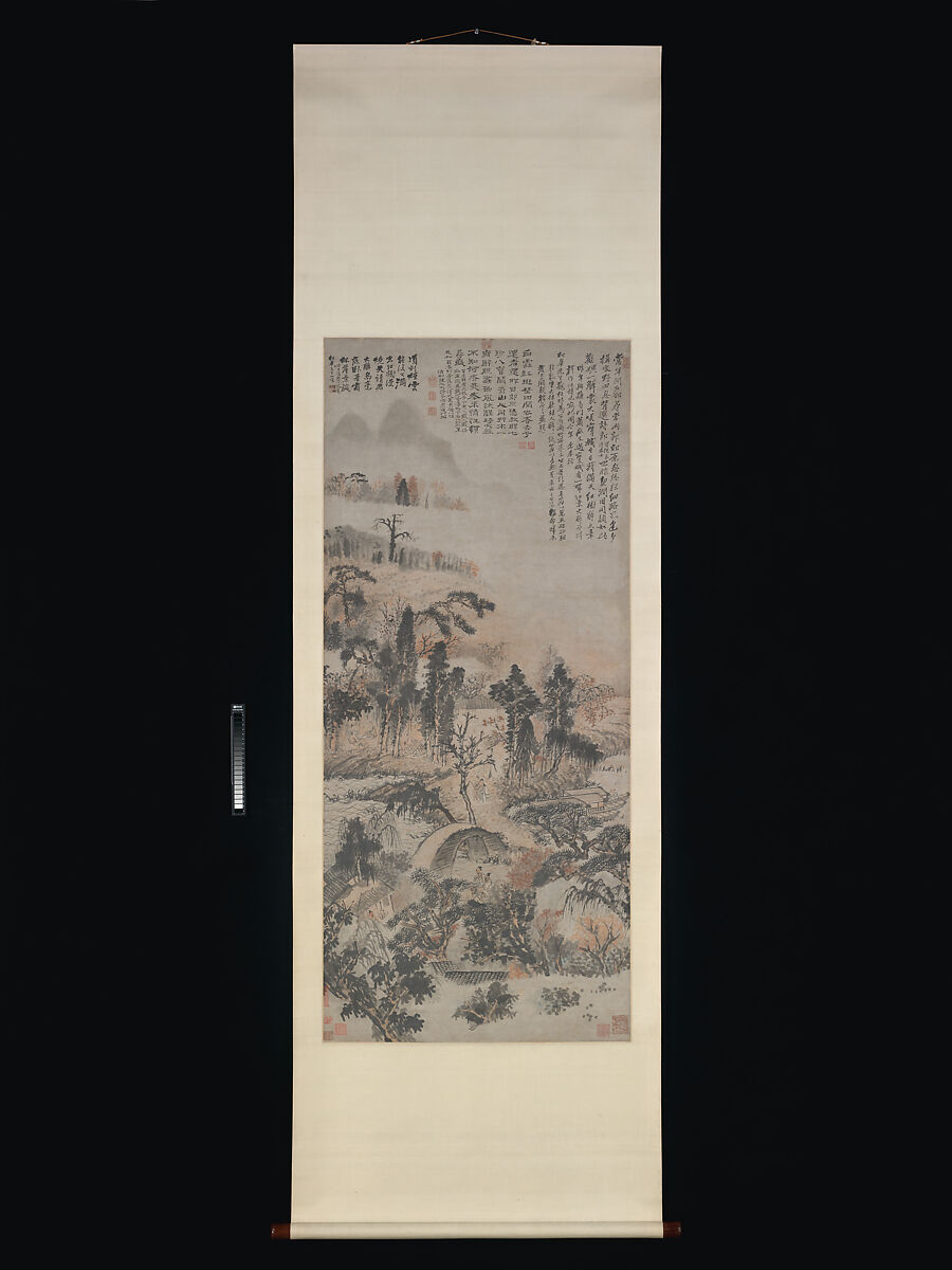 Drunk in Autumn Woods, Shitao (Zhu Ruoji) (Chinese, 1642–1707), Hanging scroll; ink and color on paper, China