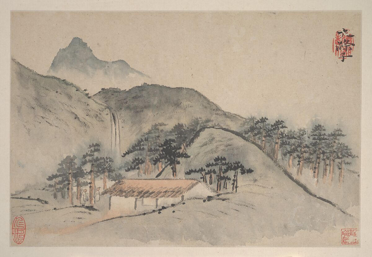 Landscapes, Shitao (Zhu Ruoji) (Chinese, 1642–1707), Album of eight leaves; ink and color on paper, China