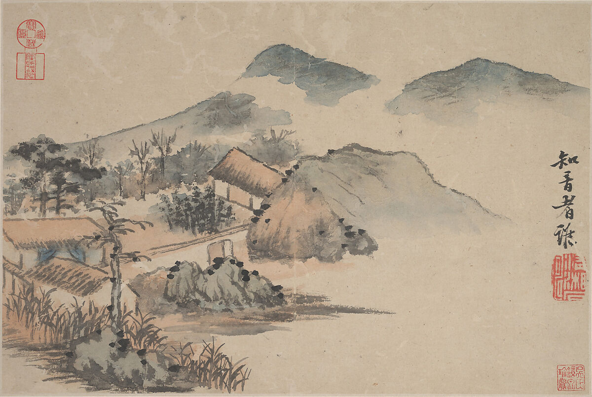 Landscapes, Shitao (Zhu Ruoji) (Chinese, 1642–1707), Album of eight leaves; ink and color on paper, China