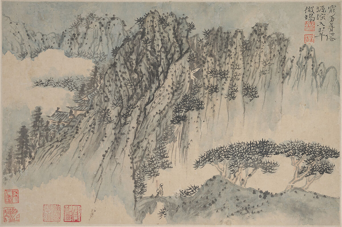 Landscapes, Shitao (Zhu Ruoji) (Chinese, 1642–1707), Album of eight leaves; ink and color on paper, China