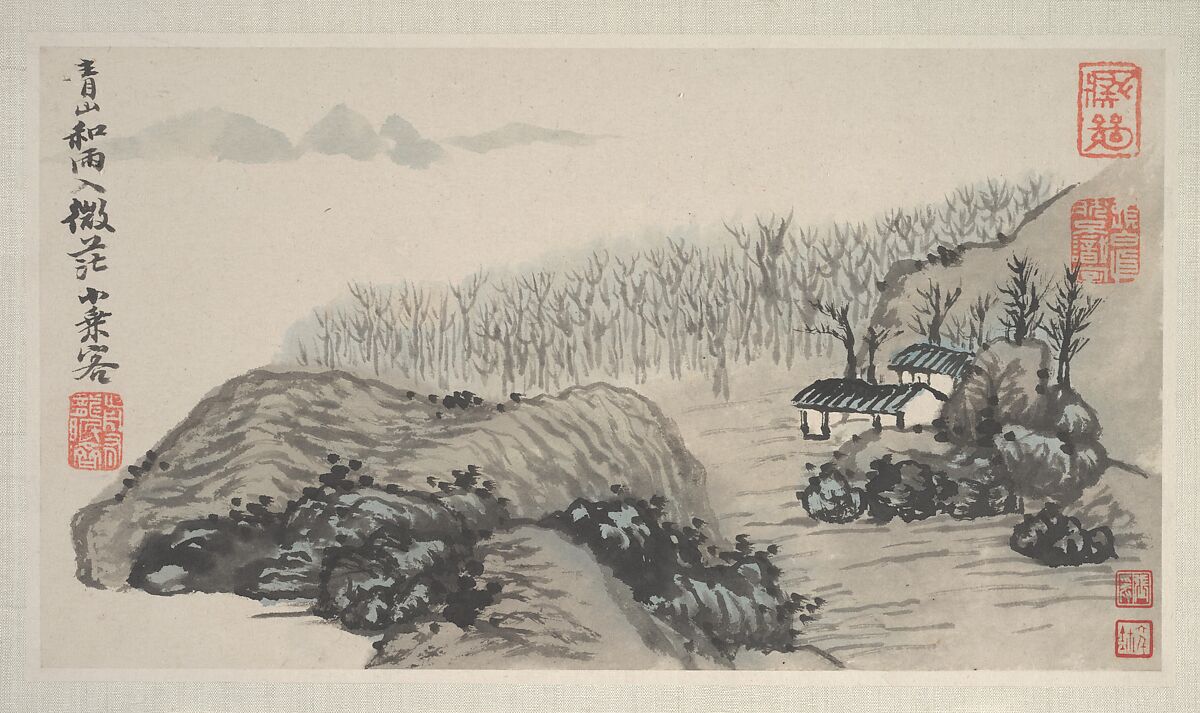 Landscapes of the Four Seasons, Shitao (Zhu Ruoji) (Chinese, 1642–1707), Album of eight leaves; ink and color on paper, China 