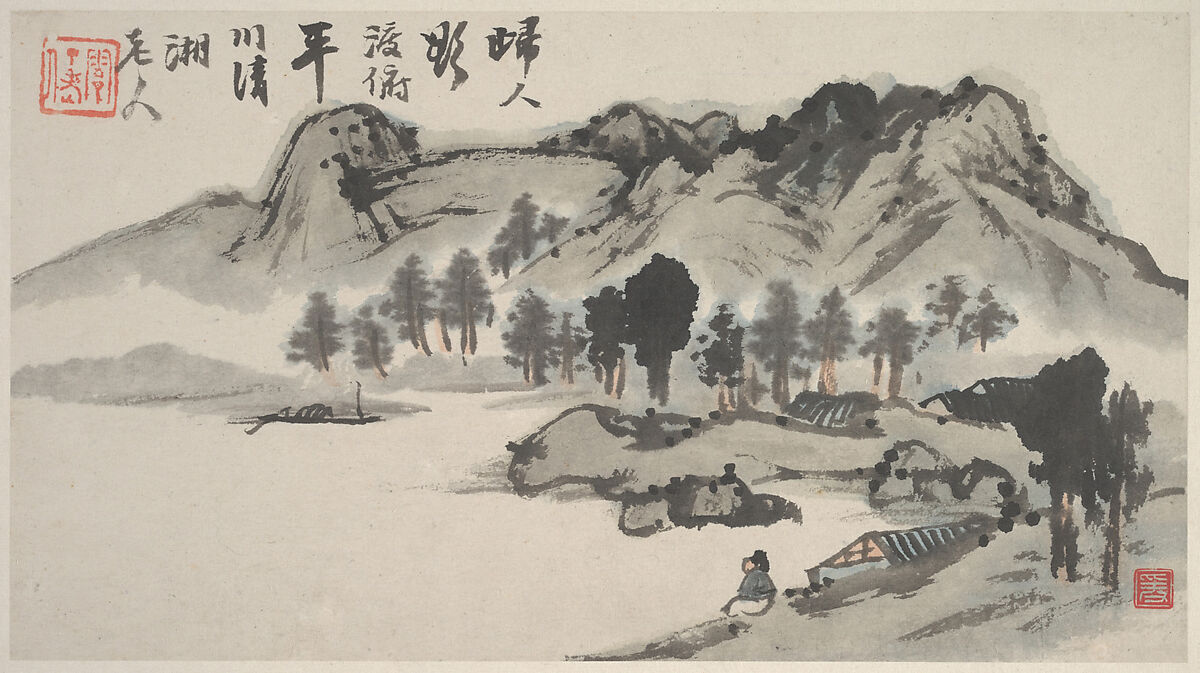 Landscapes of the Four Seasons, Shitao (Zhu Ruoji) (Chinese, 1642–1707), Album of eight leaves; ink and color on paper, China