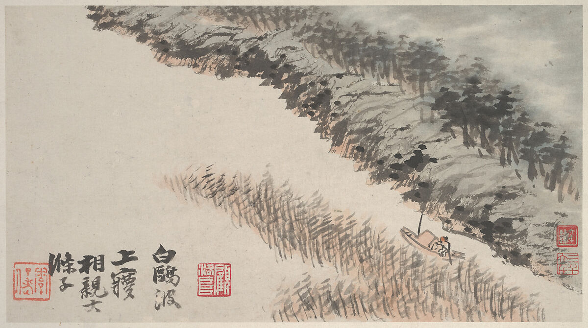Landscapes of the Four Seasons, Shitao (Zhu Ruoji) (Chinese, 1642–1707), Album of eight leaves; ink and color on paper, China
