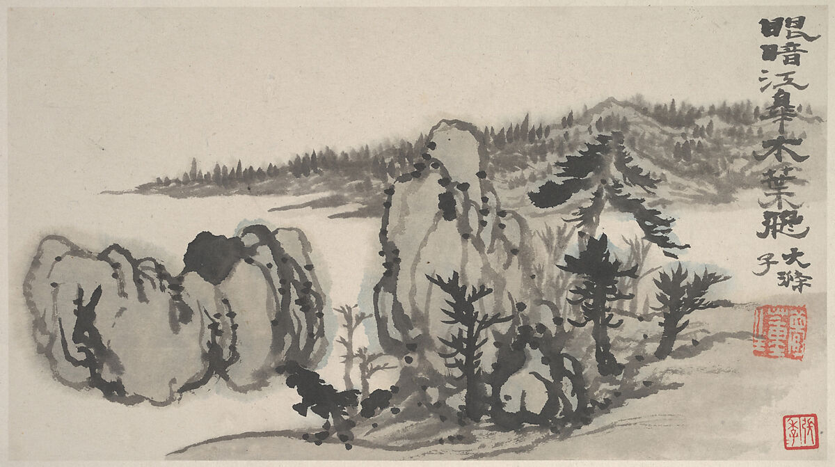 Landscapes of the Four Seasons, Shitao (Zhu Ruoji) (Chinese, 1642–1707), Album of eight leaves; ink and color on paper, China 