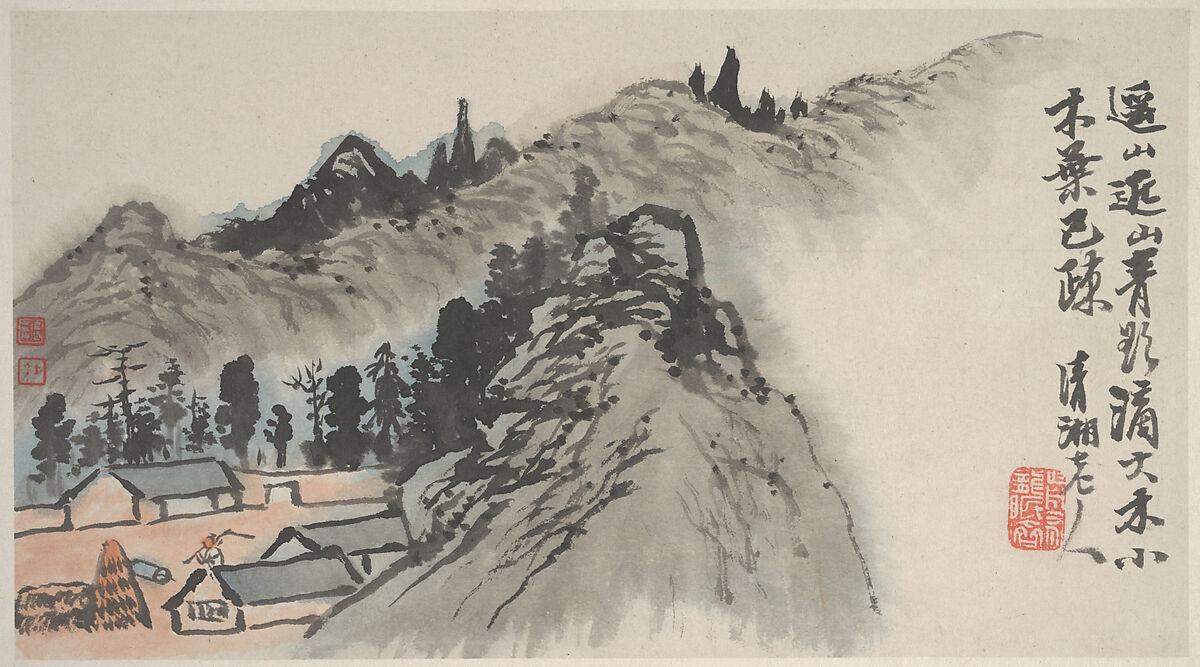Landscapes of the Four Seasons, Shitao (Zhu Ruoji) (Chinese, 1642–1707), Album of eight leaves; ink and color on paper, China