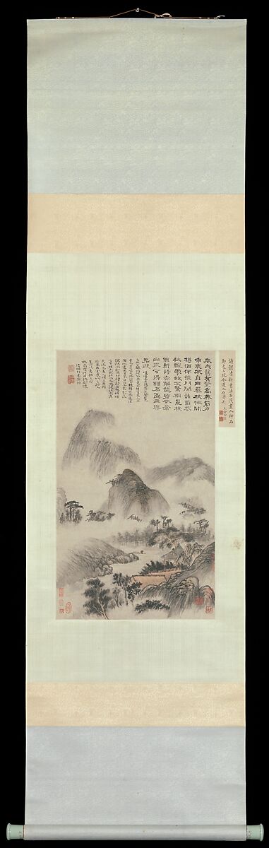 Landscape Painted on the Double Ninth Festival, Shitao (Zhu Ruoji) (Chinese, 1642–1707), Hanging scroll; ink and color on paper, China